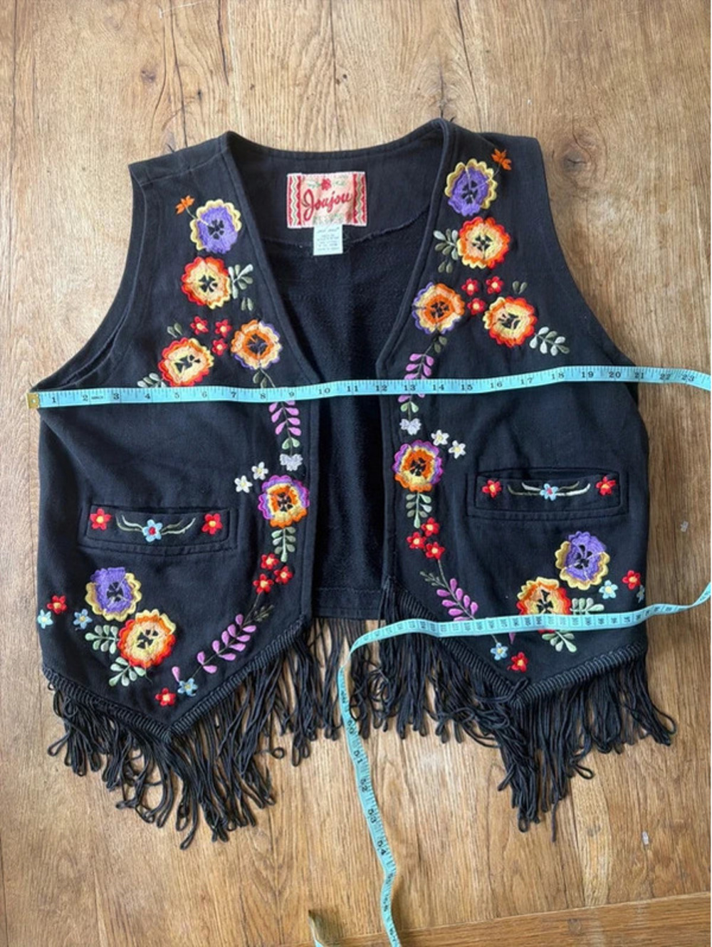 Vintage JouJou Vest Tassle Floral size medium - Picture 5 of 6